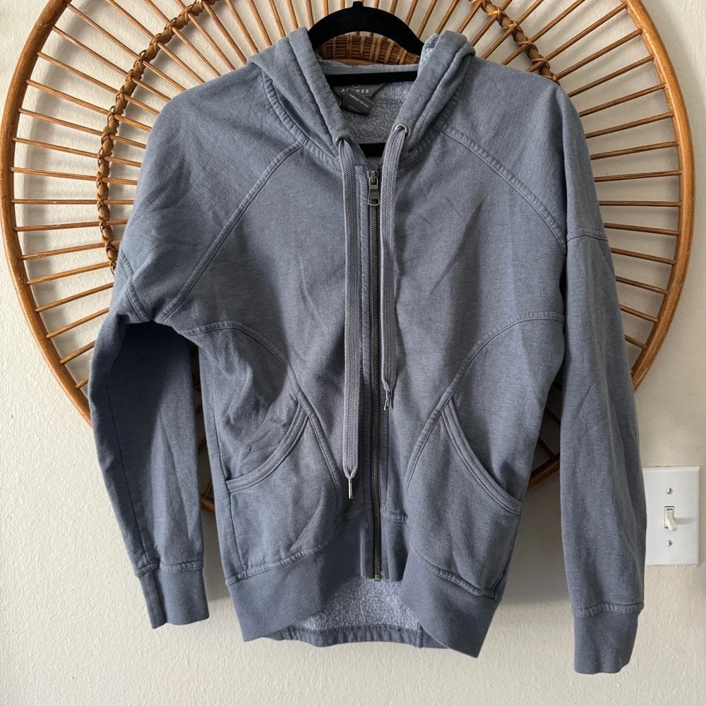 Aether full zip hoodie sweater size O XS blue